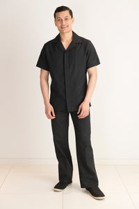black mens spa trousers
