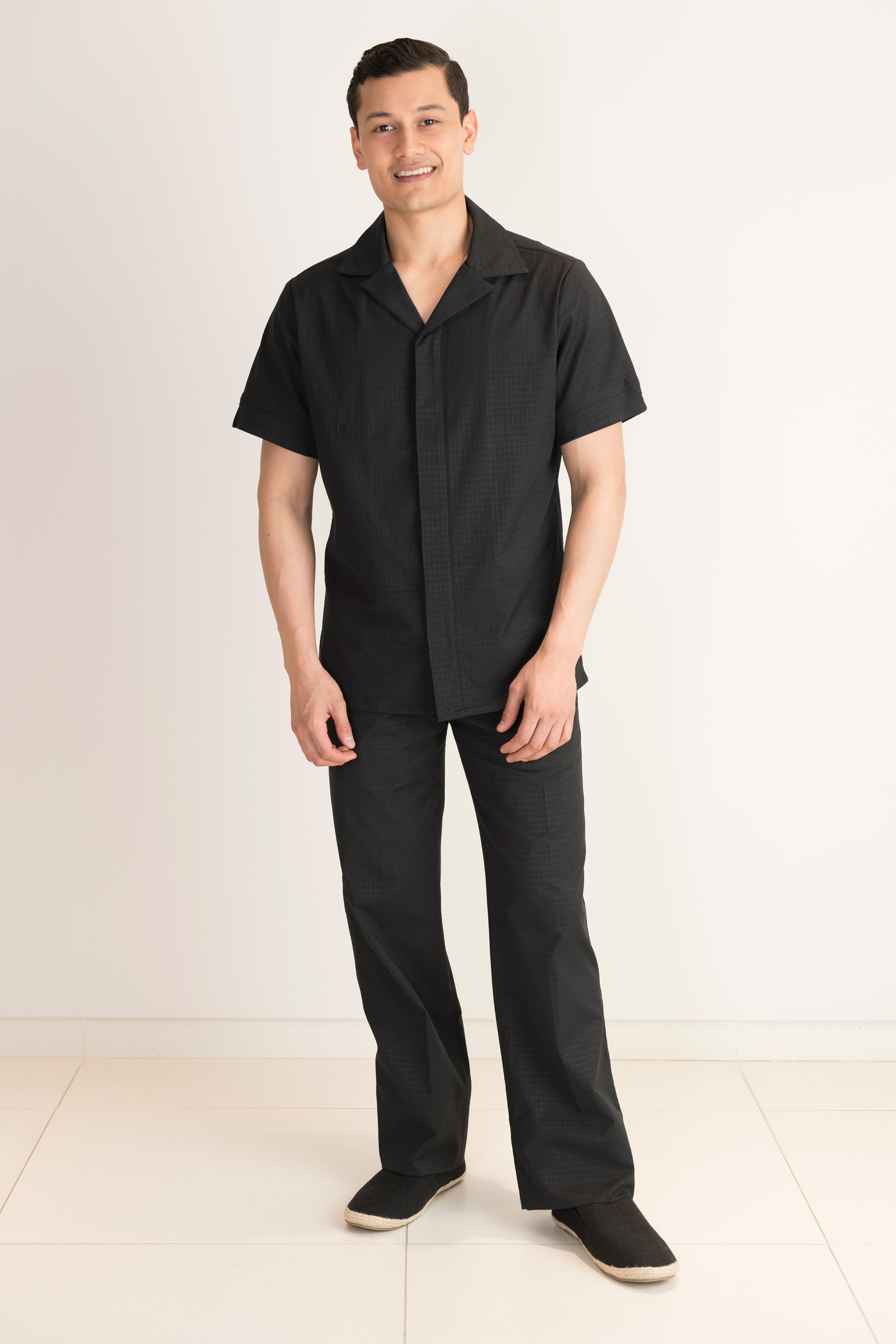 black mens spa trousers