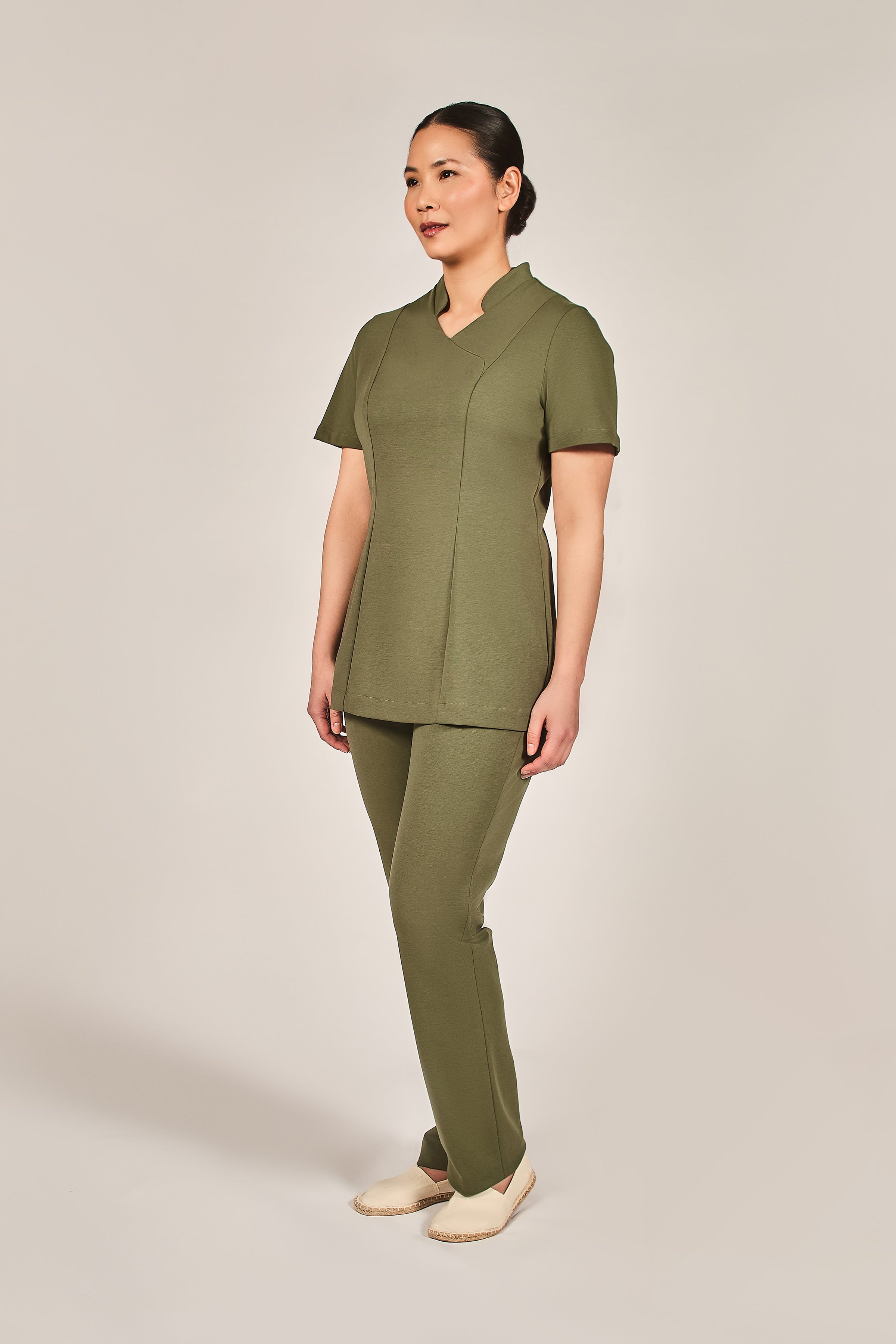 green housekeeping hotel uniform tunic