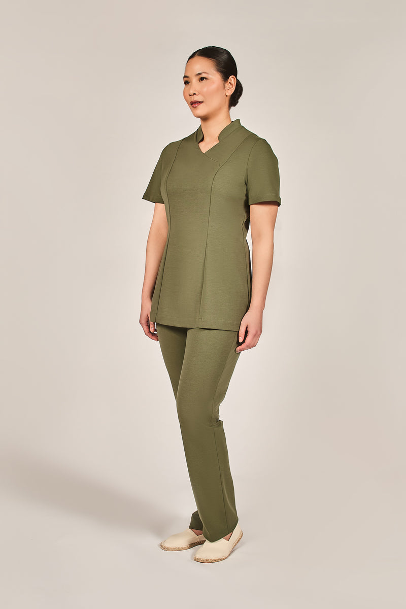 green housekeeping hotel uniform tunic
