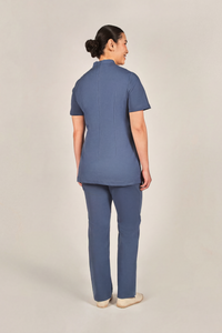 blue housekeeping tunic mandarin collar