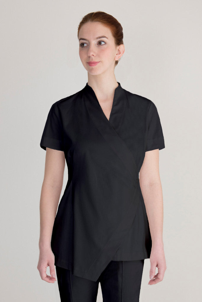 asymmetric housekeeping tunic black