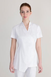 White crossover housekeeping tunic