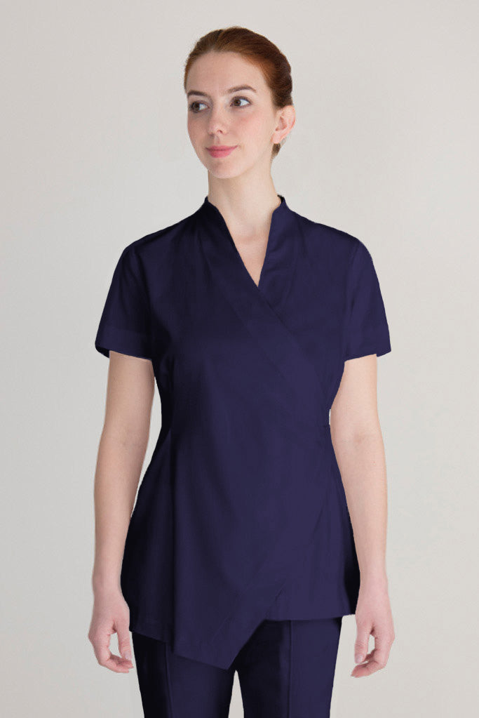 Navy wrap housekeeping tunic