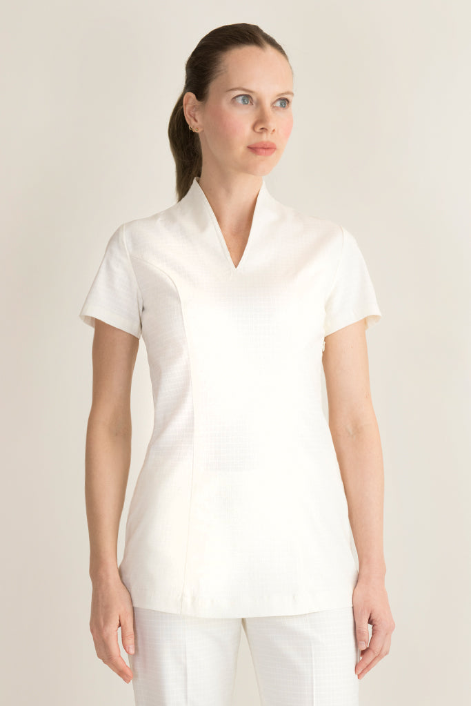 white housekeeping tunic