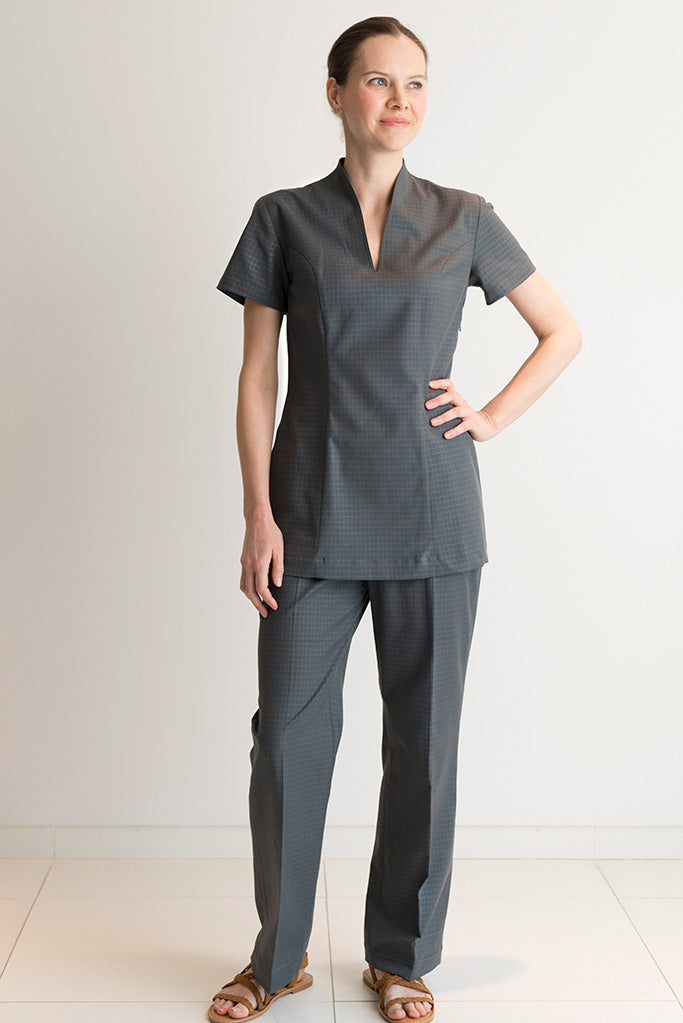 housekeeping dress design 2026 Housekeeping Maid Uniform Dress Womens Button Down Scrub Dresses Workwear Pocket Short Sleeve Loose Dresses Blue at Amazon Women's Clothing store
